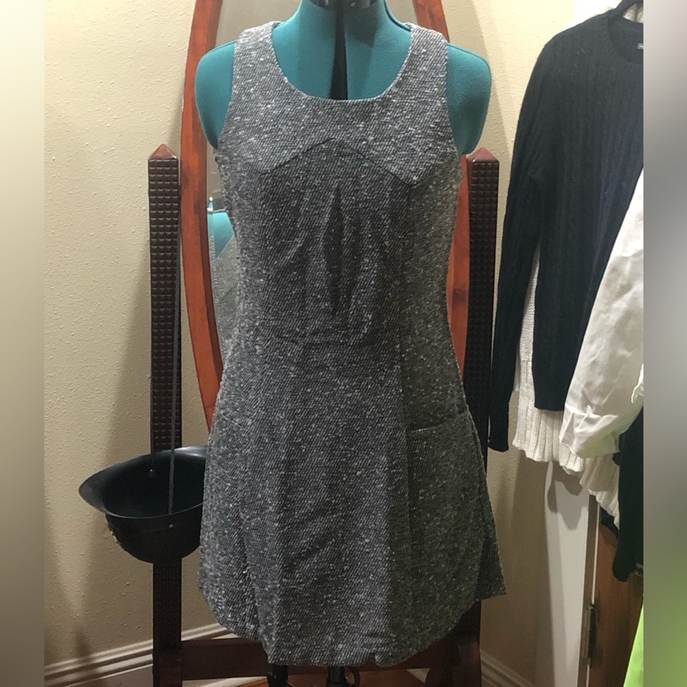 Shimmering wool blend A-line minidress